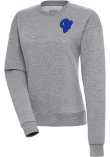 Antigua Los Angeles Rams Womens Grey Tonal Logo Victory Crew Sweatshirt