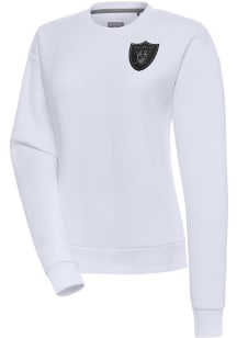 Antigua Las Vegas Raiders Womens White Tonal Logo Victory Crew Sweatshirt