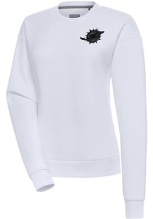 Antigua Miami Dolphins Womens White Tonal Logo Victory Crew Sweatshirt