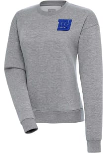 Antigua New York Giants Womens Grey Tonal Logo Victory Crew Sweatshirt