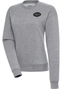 Antigua New York Jets Womens Grey Tonal Logo Victory Crew Sweatshirt