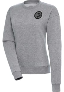 Antigua Pittsburgh Steelers Womens Grey Tonal Logo Victory Crew Sweatshirt