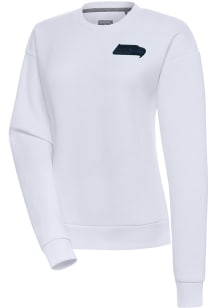 Antigua Seattle Seahawks Womens White Tonal Logo Victory Crew Sweatshirt