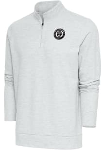 Antigua Philadelphia Union Mens Grey Metallic Gambit Long Sleeve 1/4 Zip Pullover