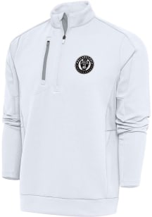 Antigua Philadelphia Union Mens White Metallic Logo Generation Long Sleeve 1/4 Zip Pullover
