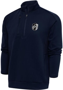 Antigua St Louis City SC Mens Navy Blue Metallic Logo Generation Long Sleeve 1/4 Zip Pullover