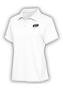 Antigua Carolina Hurricanes Womens White Metallic Logo Motivated Short Sleeve Polo Shirt