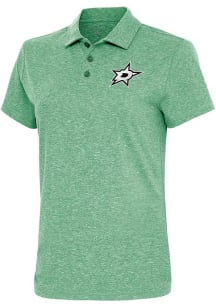 Antigua Dallas Stars Womens Green Metallic Logo Motivated Short Sleeve Polo Shirt