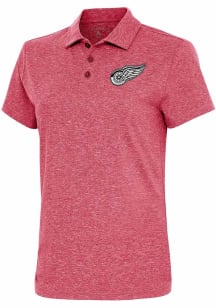 Antigua Detroit Red Wings Womens Red Metallic Logo Motivated Short Sleeve Polo Shirt
