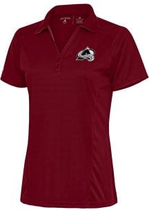 Antigua Colorado Avalanche Womens Red Metallic Logo Tribute Short Sleeve Polo Shirt