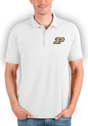 Antigua Purdue Boilermakers Mens White Affluent Short Sleeve Polo