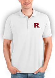 Antigua Rutgers Scarlet Knights Mens White Affluent Short Sleeve Polo