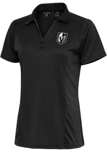 Antigua Vegas Golden Knights Womens Grey Metallic Logo Tribute Short Sleeve Polo Shirt
