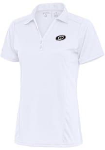 Antigua Carolina Hurricanes Womens White Metallic Logo Tribute Short Sleeve Polo Shirt