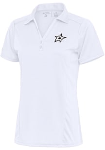 Antigua Dallas Stars Womens White Metallic Logo Tribute Short Sleeve Polo Shirt