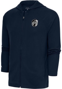 Antigua St Louis City SC Mens Navy Blue Metallic Logo Legacy Long Sleeve Full Zip Jacket