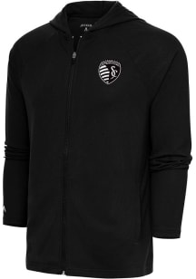 Antigua Sporting Kansas City Mens Black Metallic Logo Legacy Long Sleeve Full Zip Jacket
