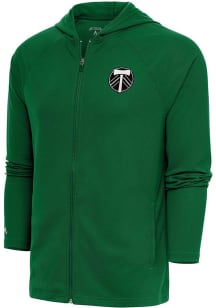 Antigua Portland Timbers Mens Green Metallic Logo Legacy Long Sleeve Full Zip Jacket