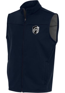 Antigua St Louis City SC Mens Navy Blue Metallic Logo Links Golf Sleeveless Jacket