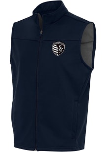 Antigua Sporting Kansas City Mens Navy Blue Metallic Logo Links Golf Sleeveless Jacket