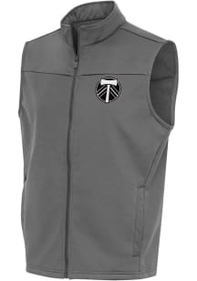 Antigua Portland Timbers Mens Grey Metallic Logo Links Golf Sleeveless Jacket
