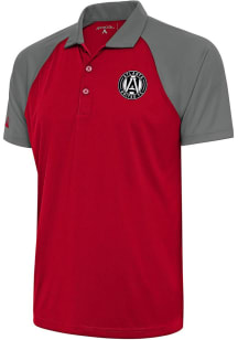Antigua Atlanta United FC Mens Red Metallic Logo Nova Short Sleeve Polo