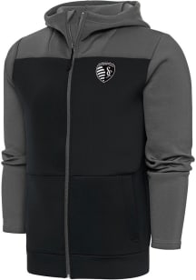 Antigua Sporting Kansas City Mens Grey Metallic Logo Protect Long Sleeve Full Zip Jacket