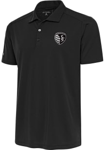 Antigua Sporting Kansas City Mens Grey Metallic Logo Tribute Short Sleeve Polo