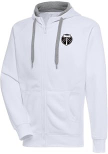 Antigua Portland Timbers Mens White Metallic Logo Victory Long Sleeve Full Zip Jacket