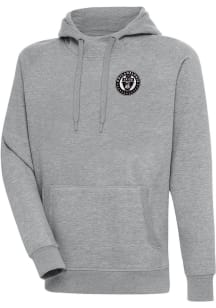 Antigua Philadelphia Union Mens Grey Metallic Logo Victory Long Sleeve Hoodie