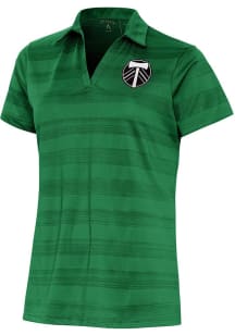 Antigua Portland Timbers Womens Green Metallic Logo Compass Short Sleeve Polo Shirt