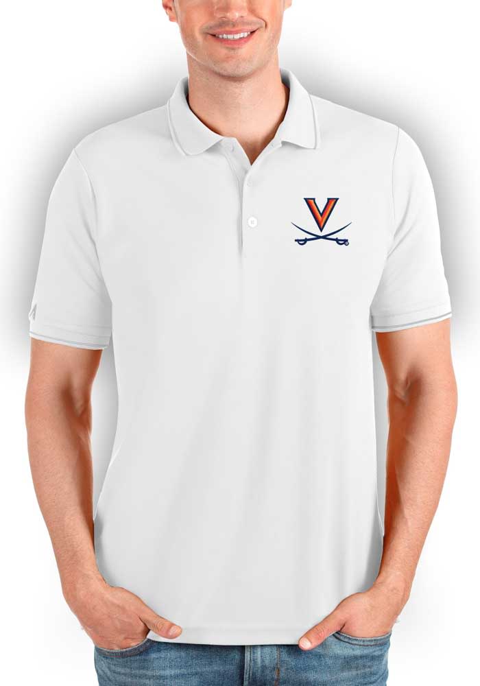 Antigua Virginia Cavaliers Mens White Affluent Short Sleeve Polo