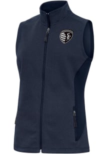 Antigua Sporting Kansas City Womens Navy Blue Metallic Course Vest