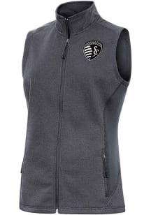 Antigua Sporting Kansas City Womens Charcoal Metallic Course Vest