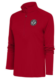 Antigua Atlanta United FC Womens Red Metallic Logo Tribute 1/4 Zip Pullover