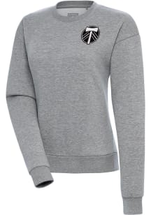 Antigua Portland Timbers Womens Grey Metallic Logo Victory Crew Sweatshirt