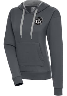 Antigua Philadelphia Union Womens Charcoal Metallic Logo Victory Hooded Sweatshirt