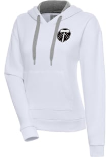 Antigua Portland Timbers Womens White Metallic Logo Victory Hooded Sweatshirt