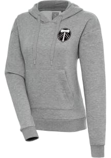 Antigua Portland Timbers Womens Grey Metallic Logo Victory Hooded Sweatshirt