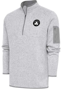 Antigua Boston Celtics Mens Grey Metallic Logo Fortune Long Sleeve 1/4 Zip Pullover