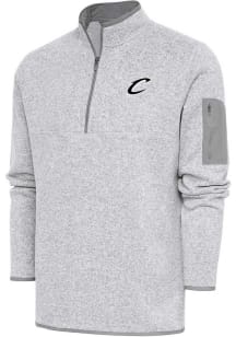 Antigua Cleveland Cavaliers Mens Grey Metallic Logo Fortune Long Sleeve 1/4 Zip Pullover