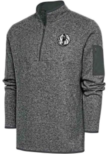 Antigua Dallas Mavericks Mens Grey Metallic Logo Fortune Long Sleeve 1/4 Zip Pullover