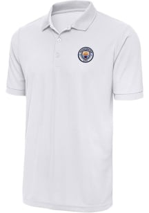 Antigua Manchester City FC Mens White Derive Short Sleeve Polo