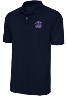 Antigua Paris Saint-Germain FC Mens Navy Blue Derive Short Sleeve Polo