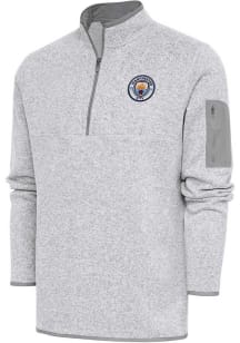 Antigua Manchester City FC Mens Grey Elevate Long Sleeve 1/4 Zip Pullover