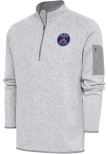 Antigua Paris Saint-Germain FC Mens Grey Elevate Long Sleeve 1/4 Zip Pullover