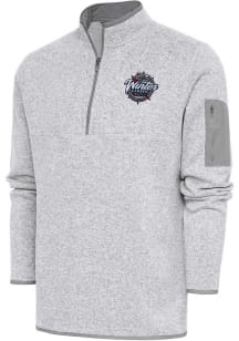 Antigua Mens Grey 2024 NHL Winter Classic Fortune Long Sleeve 1/4 Zip Fashion Pullover