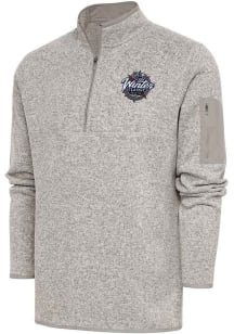 Antigua Mens Oatmeal 2024 NHL Winter Classic Fortune Long Sleeve 1/4 Zip Fashion Pullover