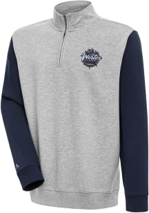 Antigua Mens Grey 2024 NHL Winter Classic Victory Colorblock Long Sleeve 1/4 Zip Pullover