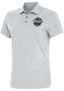 Antigua Womens Grey 2024 NHL Winter Classic Motivated Short Sleeve Polo Shirt